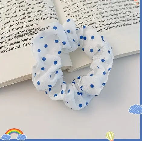 Wave dot large intestine hair circle-white blue