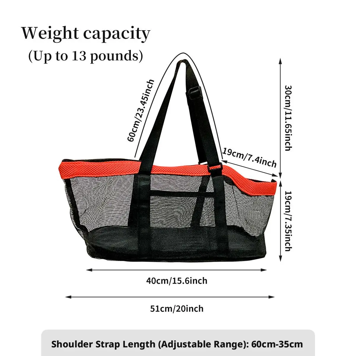 Pet bag-black with orange-1 pack