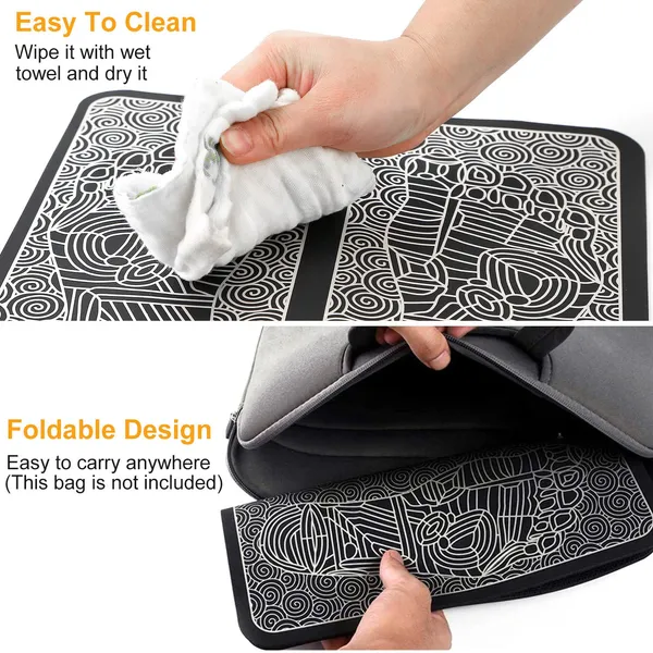EMS Foot Massage Pad Electric Stimulator Massager Unit Rechargeable Leg Reshaping Muscle Pain Relax Massage Mat W& 6 Modes 9 Intensity Levels