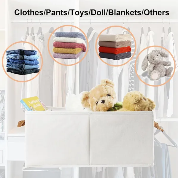 Pack Of 3 Large Capacity Storage Bins Closet Organizer System, Sturdy Foldable Storage Boxes For Organizing Clothing, Sheets, Toys, Books - Shelf Organizer Shelves Basket Storage Bin