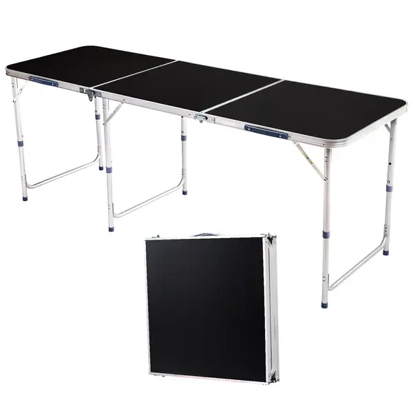 6ft Aluminum Alloy Folding Table Black