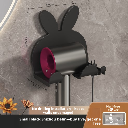 Hair dryer bracket-black single cylinder-1 pack