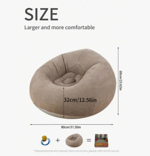 Inflatable sofa chair-brown-air pump-1 pack