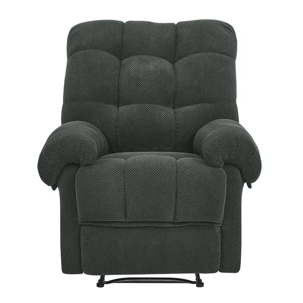 Dark Gray Recliner Chair, Overstuffed Armchair, Manual Recliner, Living Room Seating, Reading Chair, Padded Footrest, Home Theater Seating, Ergonomic Lounge Chair, Soft Fabric Recliner, Furniture.