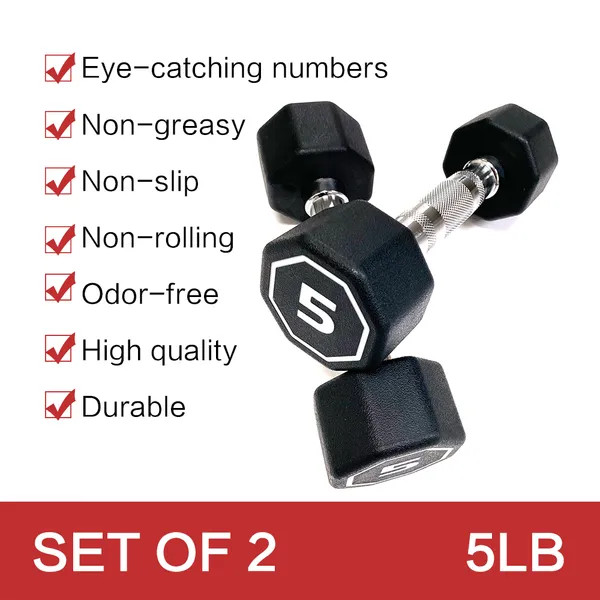 Premium Octagonal Dumbbell, Large Numbers, Hard Chrome Plated Handle Dumbbells To Assist With Push-Ups, 5 Lbs Set Of 2 Support For Self-pickup Face Sheet, Daily Face Sheet Submission Deadline 16-00