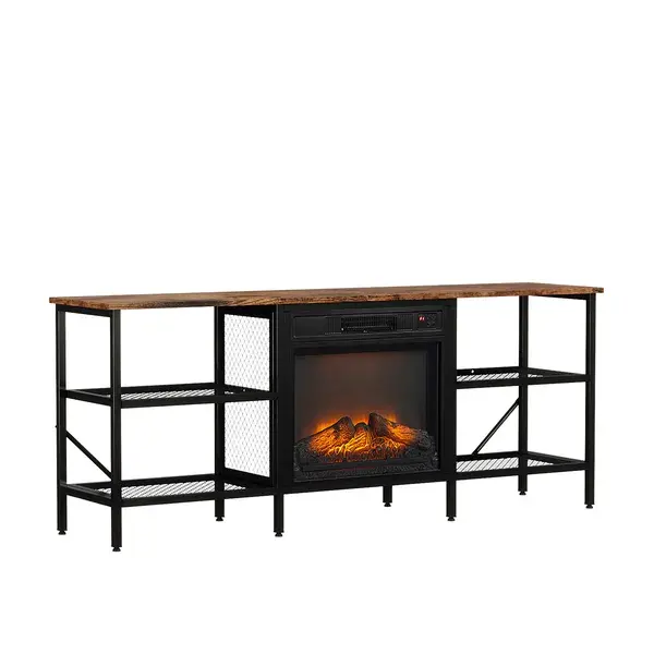 58' Weathered Wood Fireplace TV Stand Console