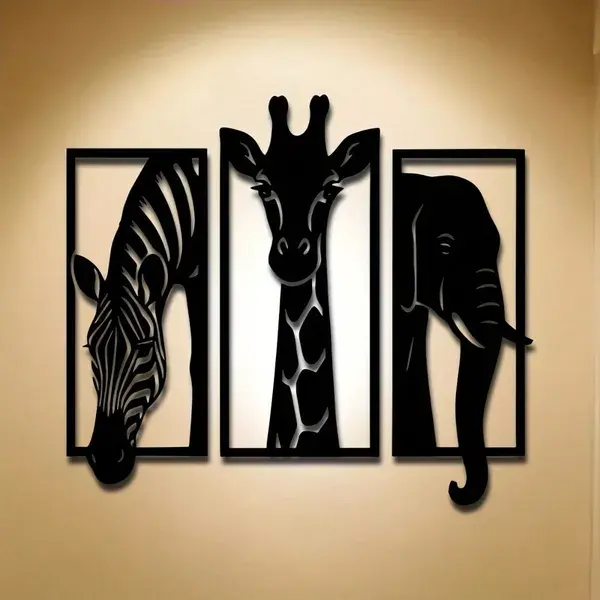 CIFbuy Metal Baked Paint African Animal 3-Piece