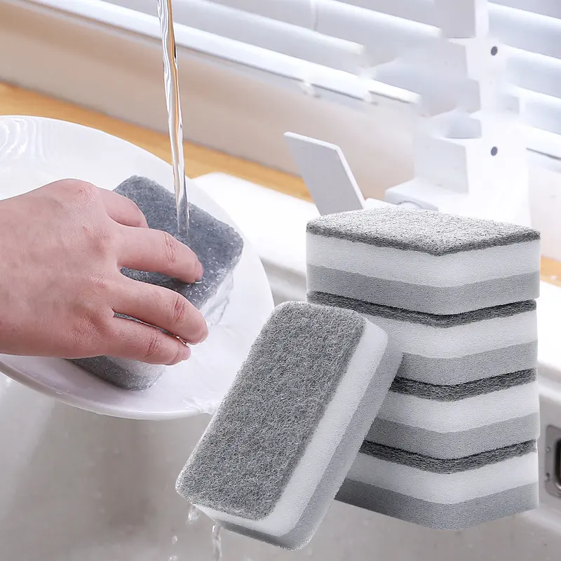 Gray three-layer sponge wipe- -bagged