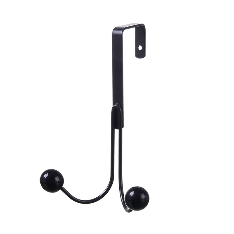 Double bead hook behind door-black-1 pack