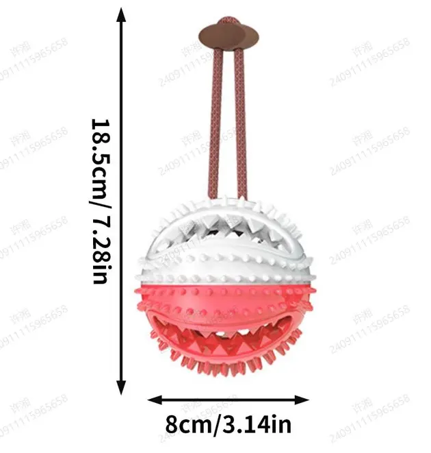 Pet Toy-Sounding Food Leaking Ball-Red and White-1