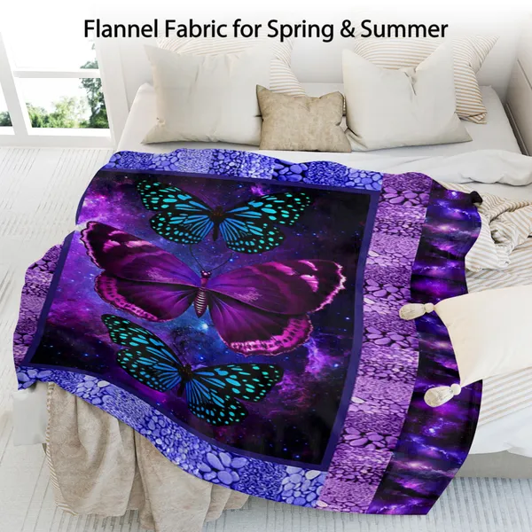 Butterfly Printed Flannel Blanket - Soft, Warm, Lightweight For Couch,Office, Bed, Camping, Travel - Multi-Purpose Gift For All Seasons With Versatile Design 70X80 Inches-temu Can Only Be Self-picked