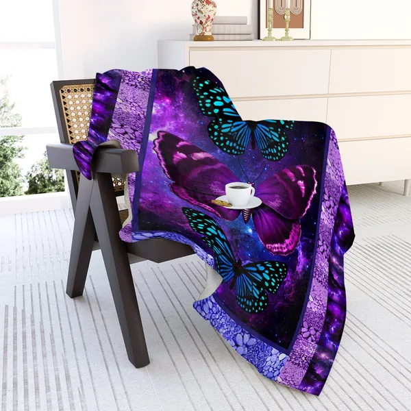 Butterfly Printed Flannel Blanket - Soft, Warm, Lightweight For Couch,Office, Bed, Camping, Travel - Multi-Purpose Gift For All Seasons With Versatile Design 70X80 Inches-temu Can Only Be Self-picked