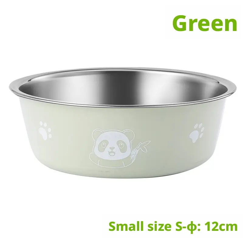 Stainless Steel Pet Bowl-Green-Small