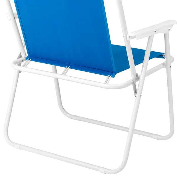 1 Pack Heavy Duty Steel Beach Chair With Umbrella, XL Size 15′ Seat Height Royal Blue, Oxford Cloth With Support Bar, Single Position Adjustable, 120kg Load