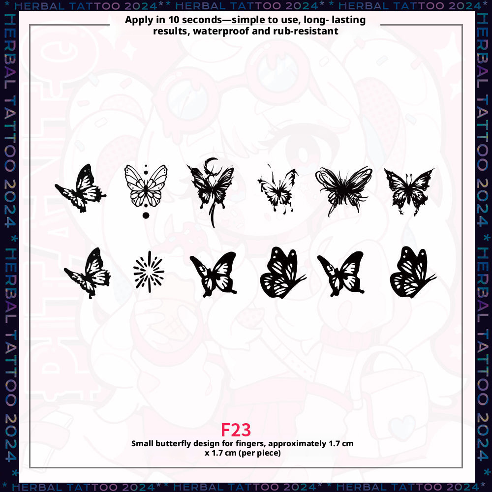 Herbal juice tattoo sticker-F23-Small butterfly model-1
