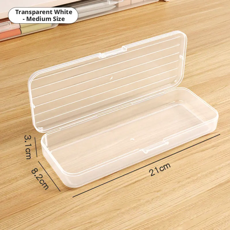 Simple stationery case-short model-transparent white- -opp bag