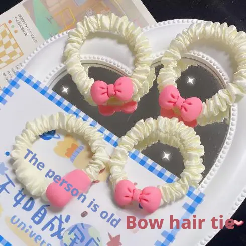 Cute and versatile bow hair cord-white