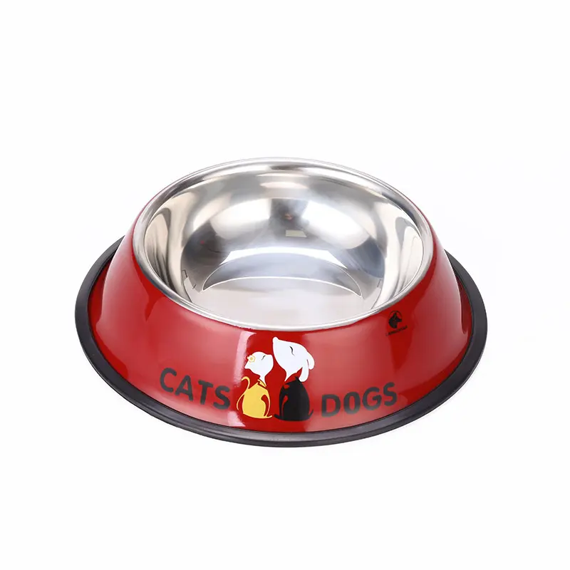 Stainless steel dog basin-jujube red-M size