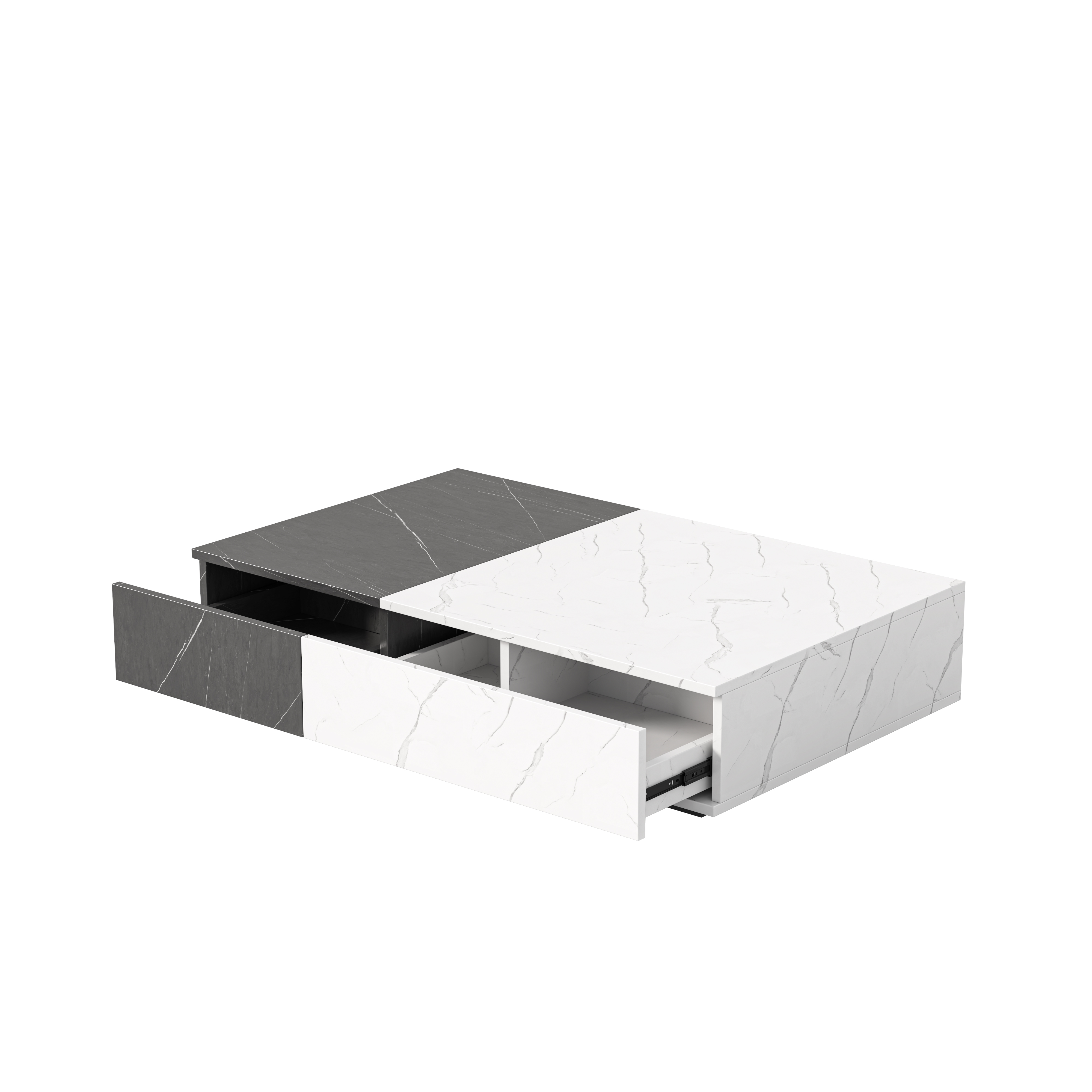 Modern Style Black And White Coffee Table With Two Storage Spaces