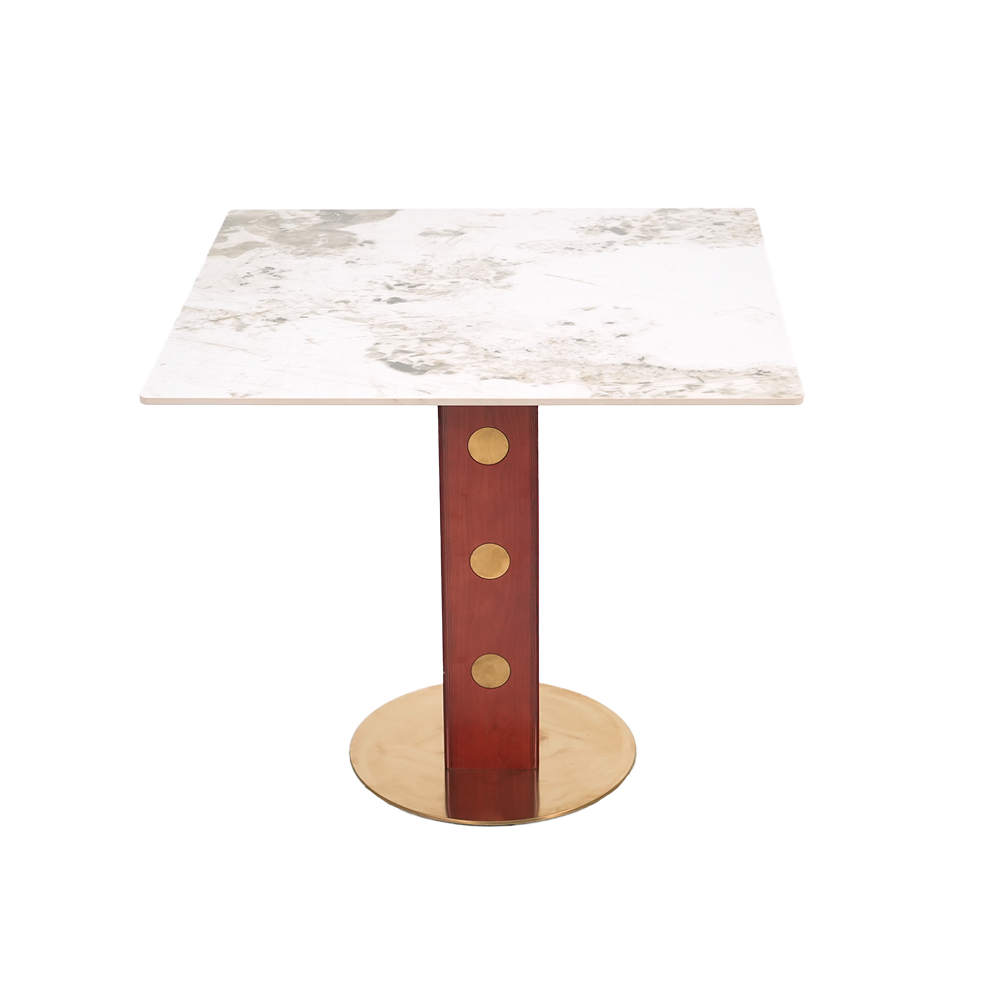 Modern Square Dining Table, 33.5  Sintered Stone Table With Wooden Leg & Gold Base, 2 - Person Kitchen Table For Small Space, 150lbs Weight Capacity Only The Negotiation Table