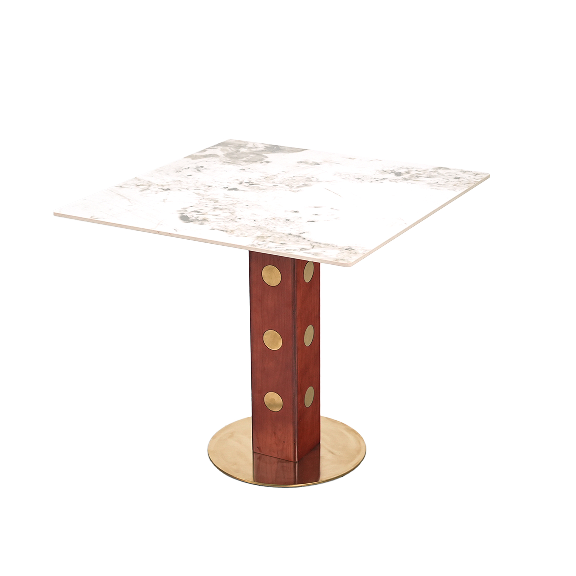Modern Square Dining Table, 33.5  Sintered Stone Table With Wooden Leg & Gold Base, 2 - Person Kitchen Table For Small Space, 150lbs Weight Capacity Only The Negotiation Table