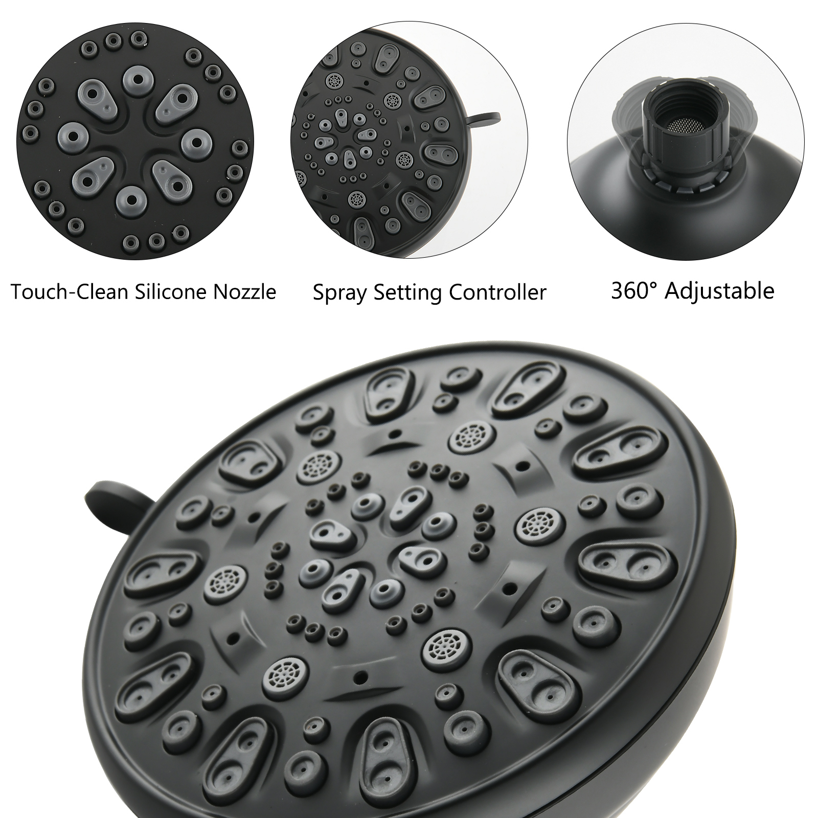 Drill-Free Stainless Steel Slide Bar Combo Rain Showerhead 7-Setting Hand, Dual Shower Head Spa System