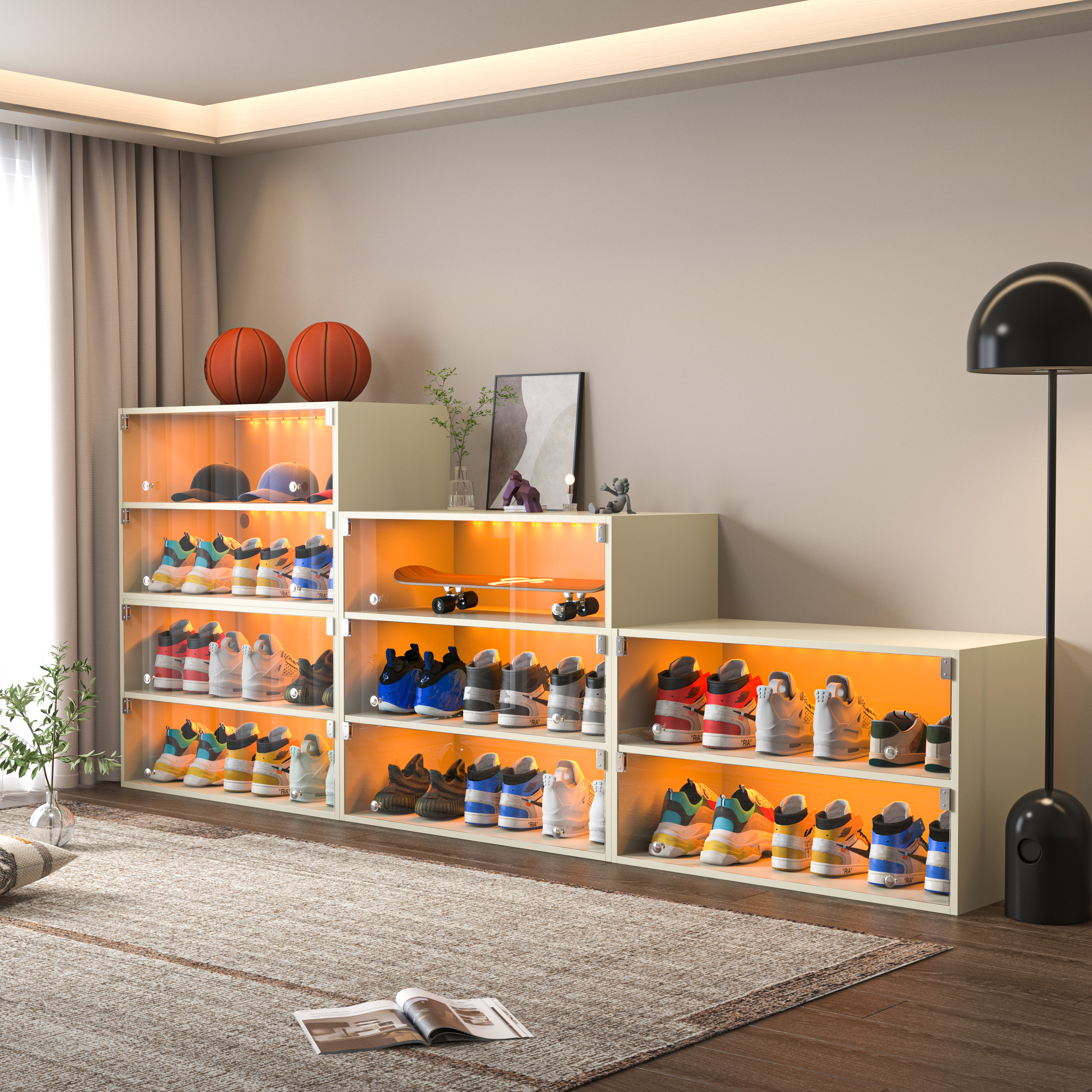 LED Light Shoe Box Three Layers With Glass Doors 8884e297 Fabb 423e B5db F539c18e46d4