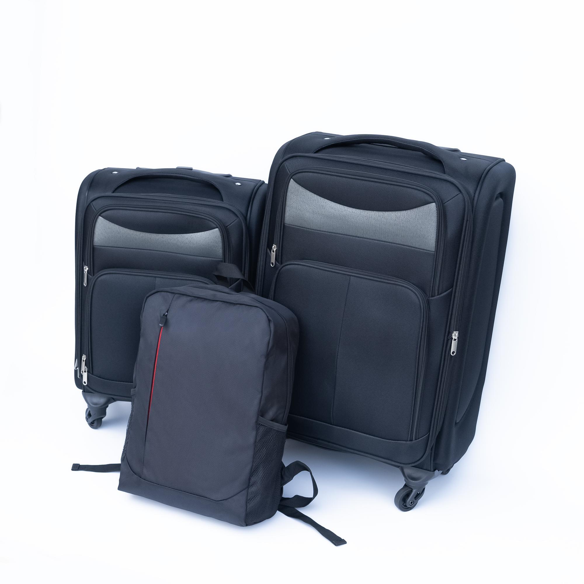 20 24 Travel Case Two-piece Suitcase Set Oxford Trolley Case Without Password Lock Universal Wheel Oxford Cloth Backpack BLACK