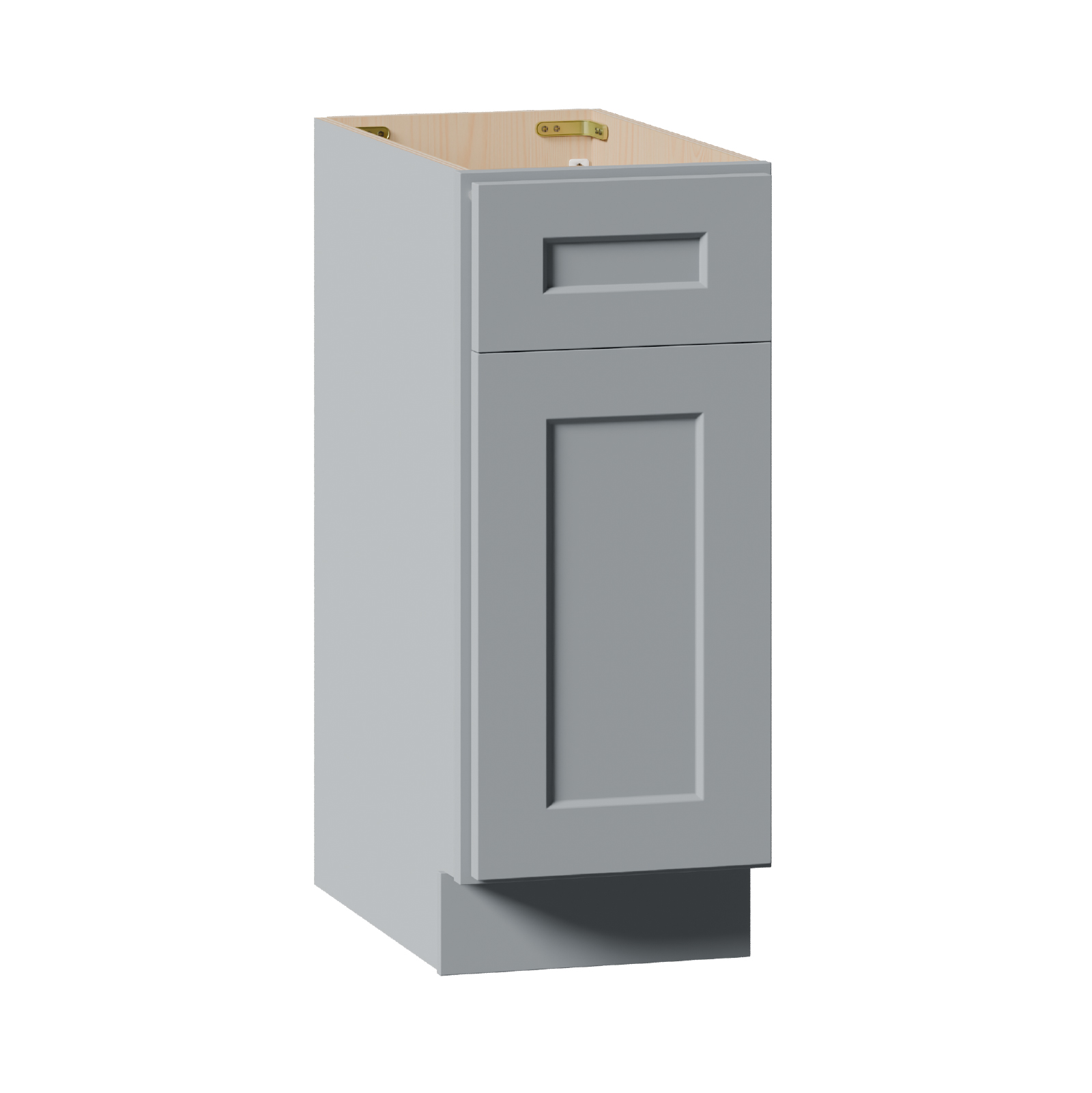 15  Gray Shaker Base Cabinet With Soft-Close Door,Drawer,Space-Saving Solid Wood Unit With Adjustable Shelf For Kitchen, Bath, Laundry, Garage  15 W X 24 D X 34.5 H