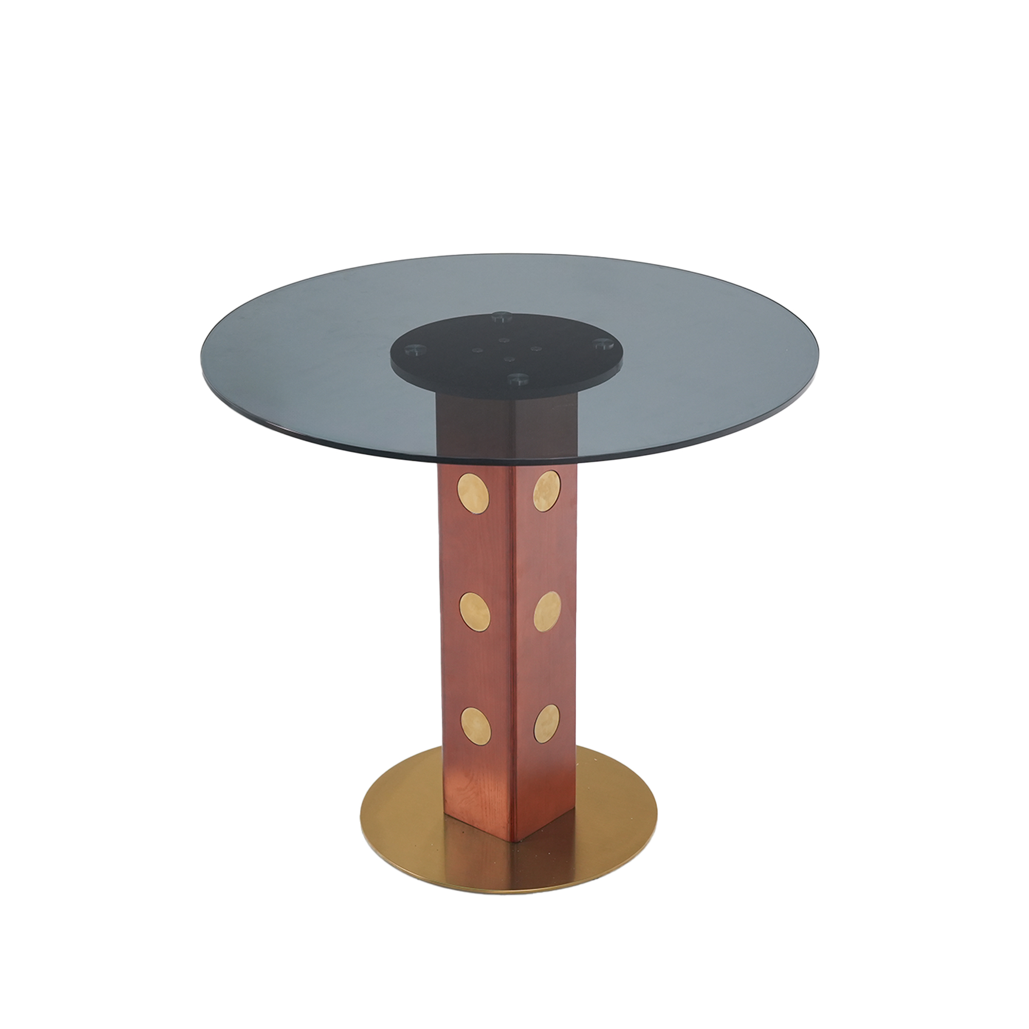 Modern Round Dining Table, 33.5  Tempered Glass Table With Wooden Leg & Gold Base, 2 - Person Kitchen Table For Small Space, 150lbs Weight Capacity Only The Negotiation Table
