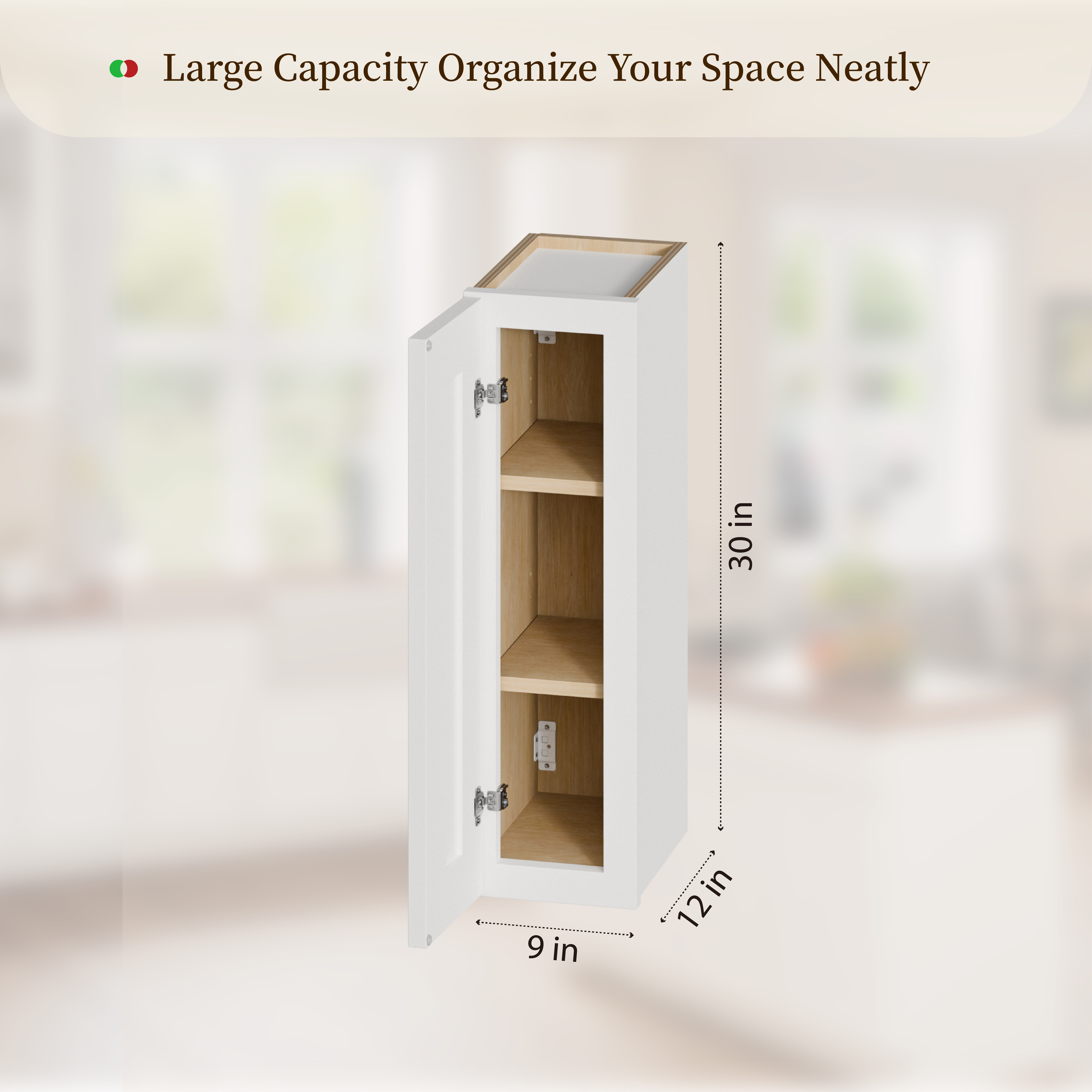 Maximize Small Space-9 Solid Wood Shaker Cabinet.Features Soft-close Door,2 Adjustable Shelves.Ideal For Kitchen, Bathroom, Laundry,garage.Easy Assembly. 9 Wx12 Dx30 H