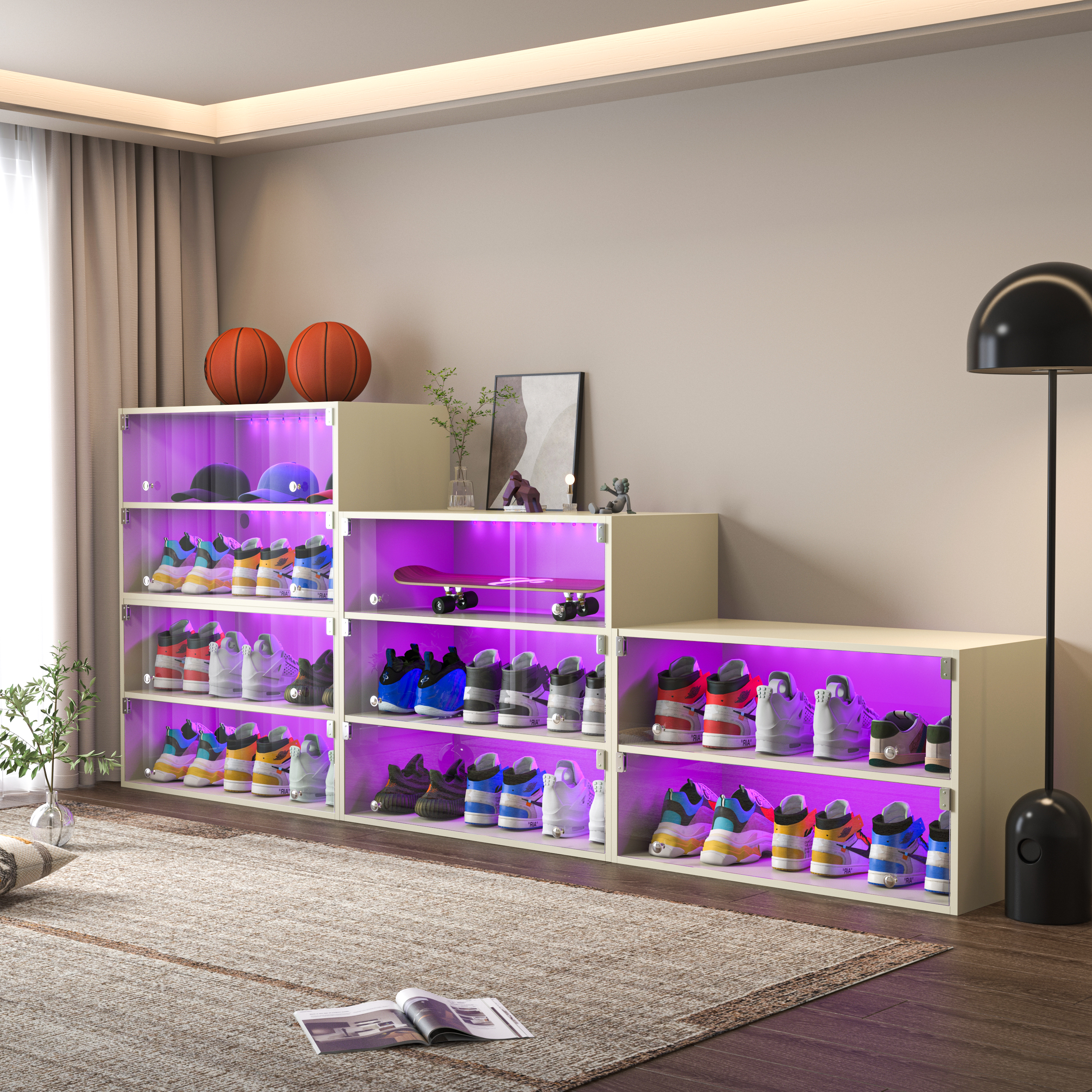 LED Light Shoe Box Three Layers With Glass Doors D7d34790 B167 4808 82a4 5618a46b99a6