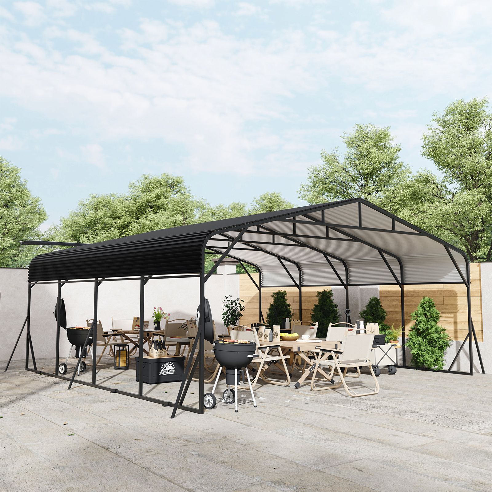 Carport 20 X 20 Shelter - Perfect Solution For Vehicles, Boats & Equipment - Durable, All-Weather, Quick Assembly - Spacious, Secure, Reinforced