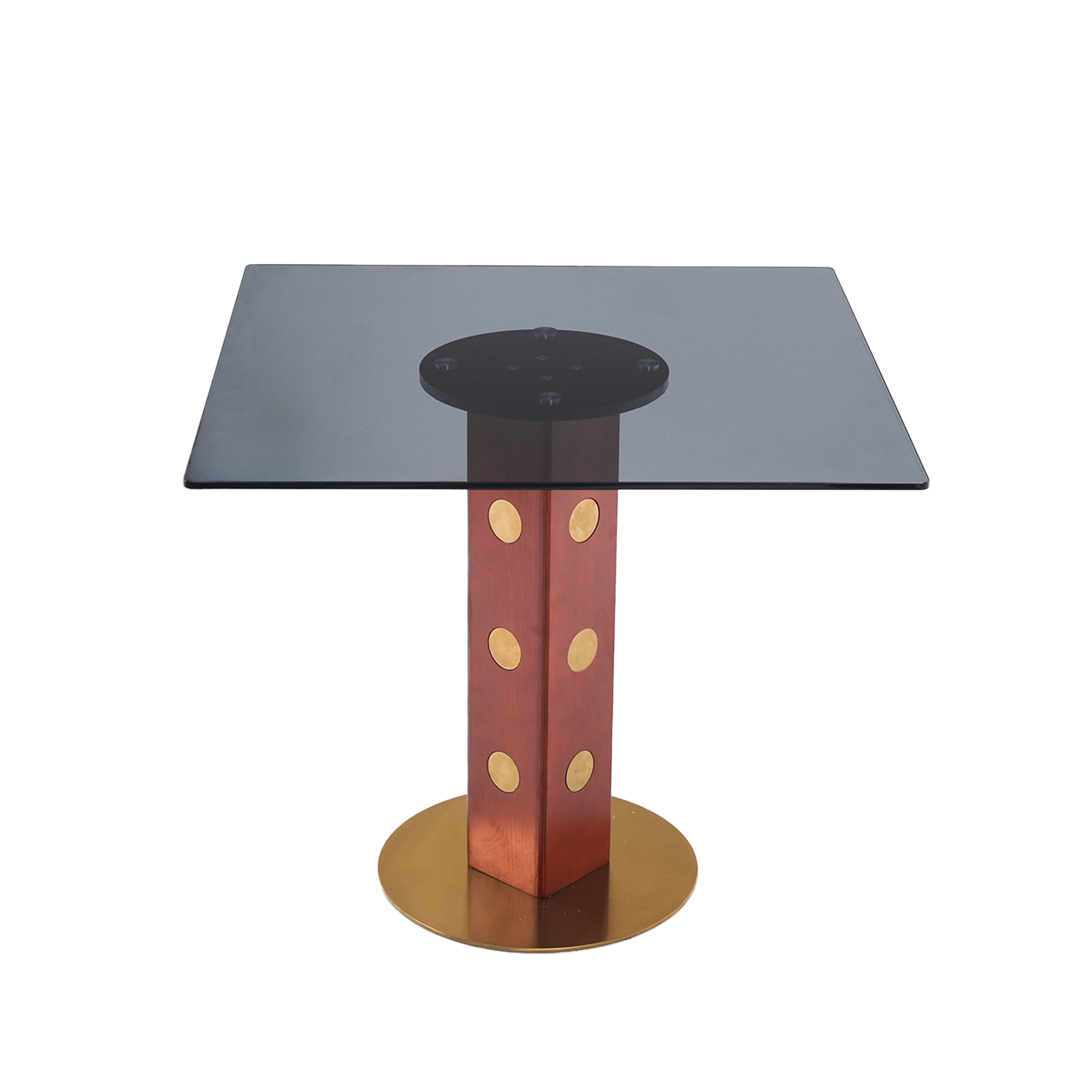 Modern Square Dining Table, 33.5  Tempered Glass Table With Wooden Leg & Gold Base, 2 - Person Kitchen Table For Small Space, 150lbs Weight Capacity Only The Negotiation Table