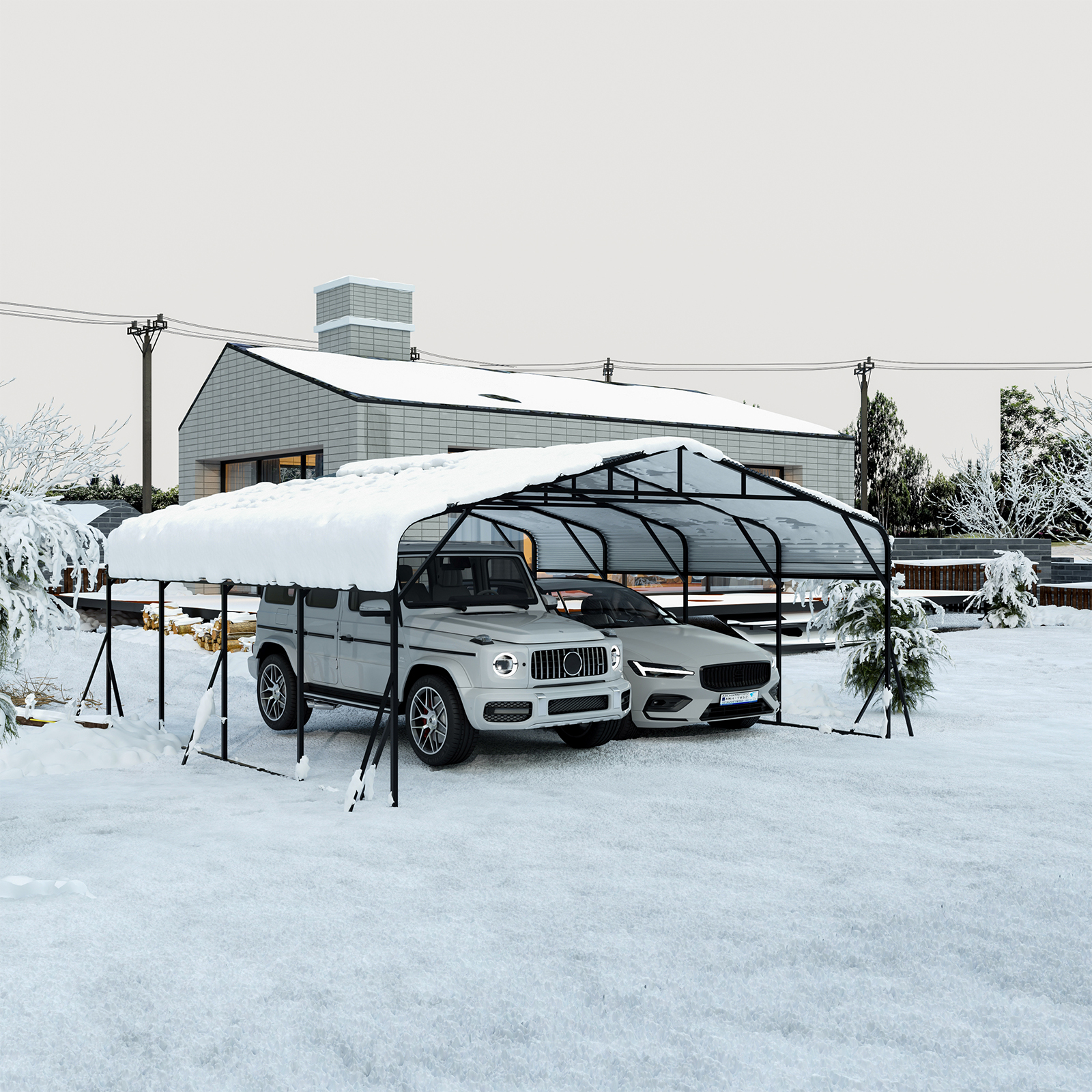 Carport 20 X 20 Shelter - Perfect Solution For Vehicles, Boats & Equipment - Durable, All-Weather, Quick Assembly - Spacious, Secure, Reinforced