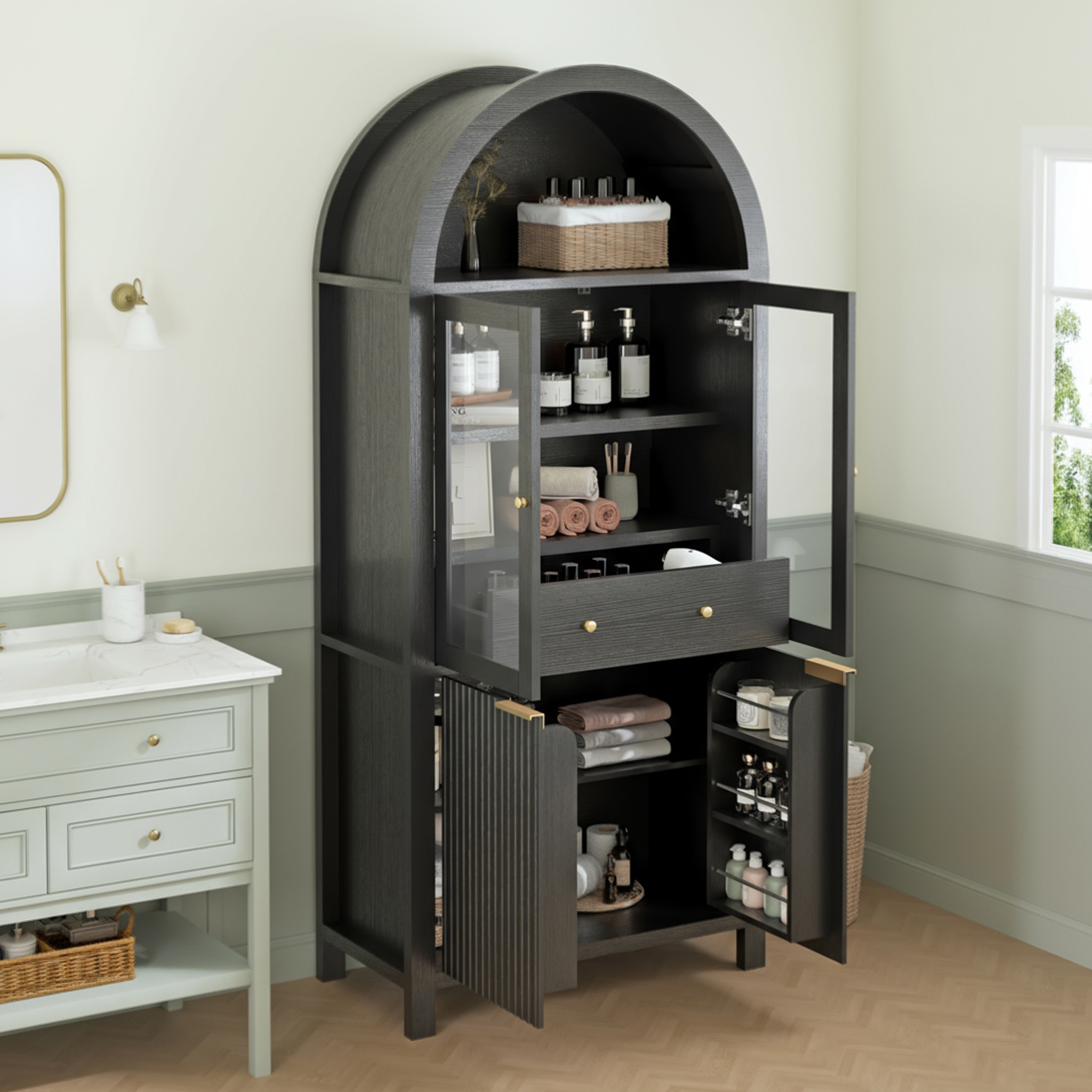 Fluted Arched Pantry Cabinet, picture 4 of 4