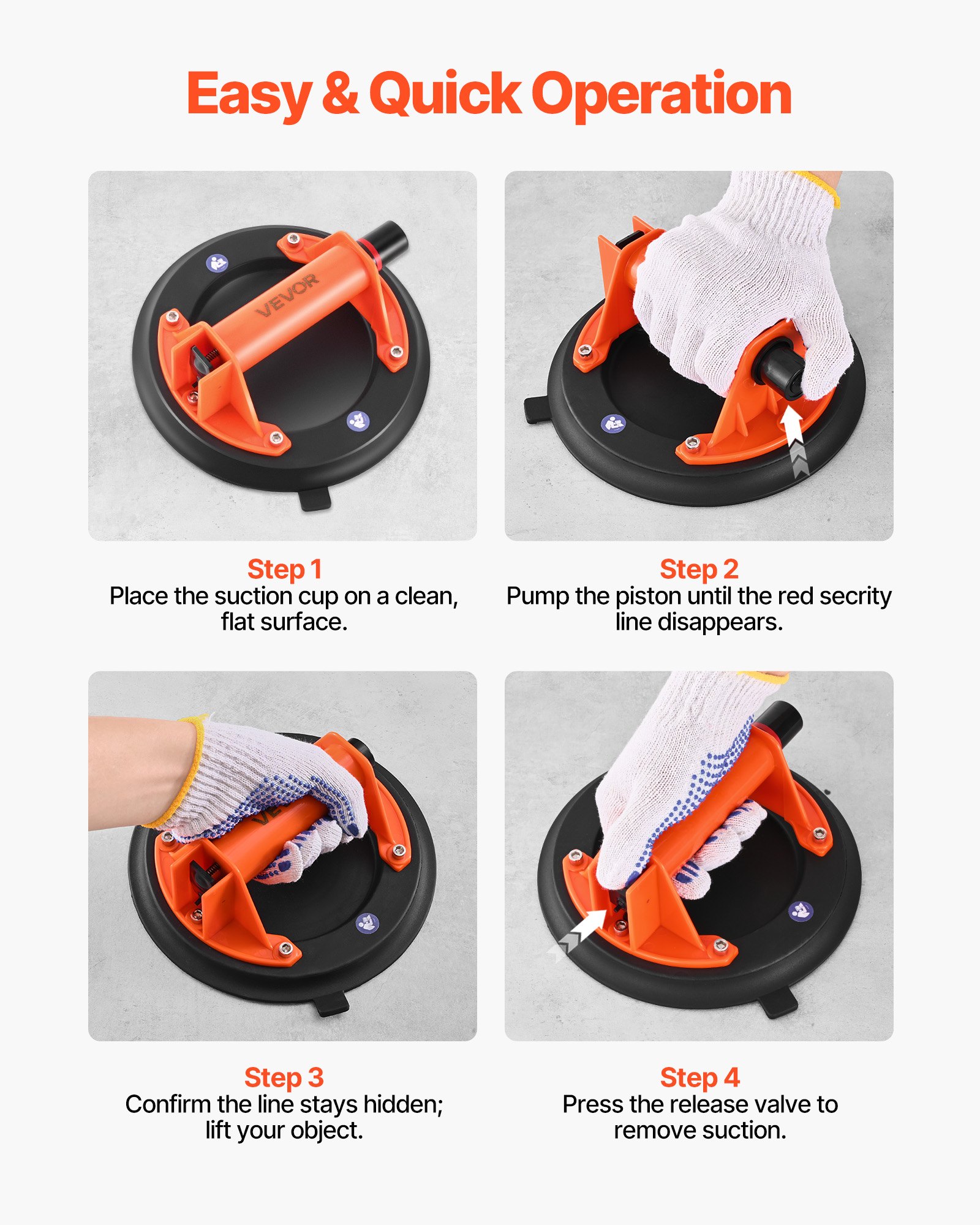 Vacuum Suction Cup, 203 Mm Glass Lifter With ABS Handle, 180 Kg Max Lifting — image 3