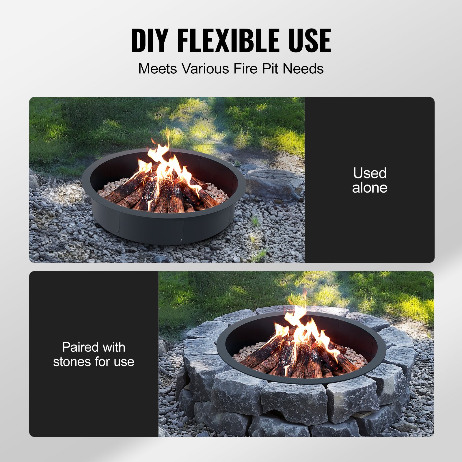 Fire Pit Ring, 40-Inch Outer/36-Inch Inner Diameter, 8.5inch Height Insert — image 2
