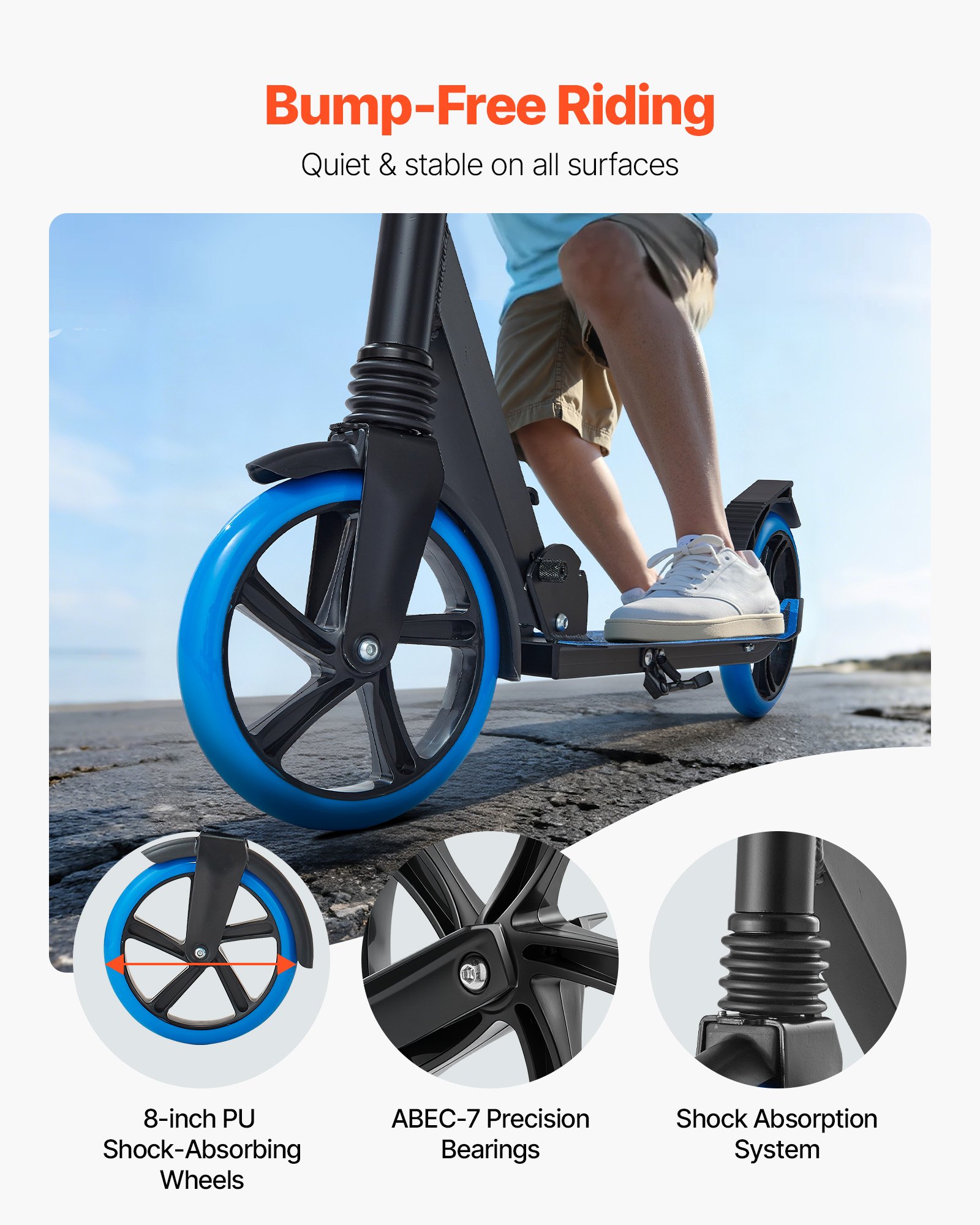 Kick Scooter For Kids Ages 8+, Teens & Adults, 2-Wheel Toddler With Adjustable — image 3