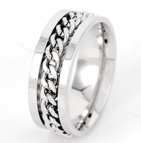 Ring bottle opener-white chain No. 8 on white background-1 piece