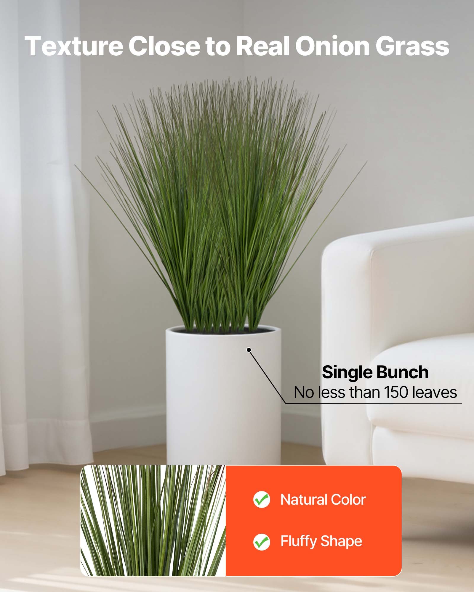 Artificial Grass Plant, 686mm Faux Onion Fake Greenery Shrubs Premium PVC — image 4