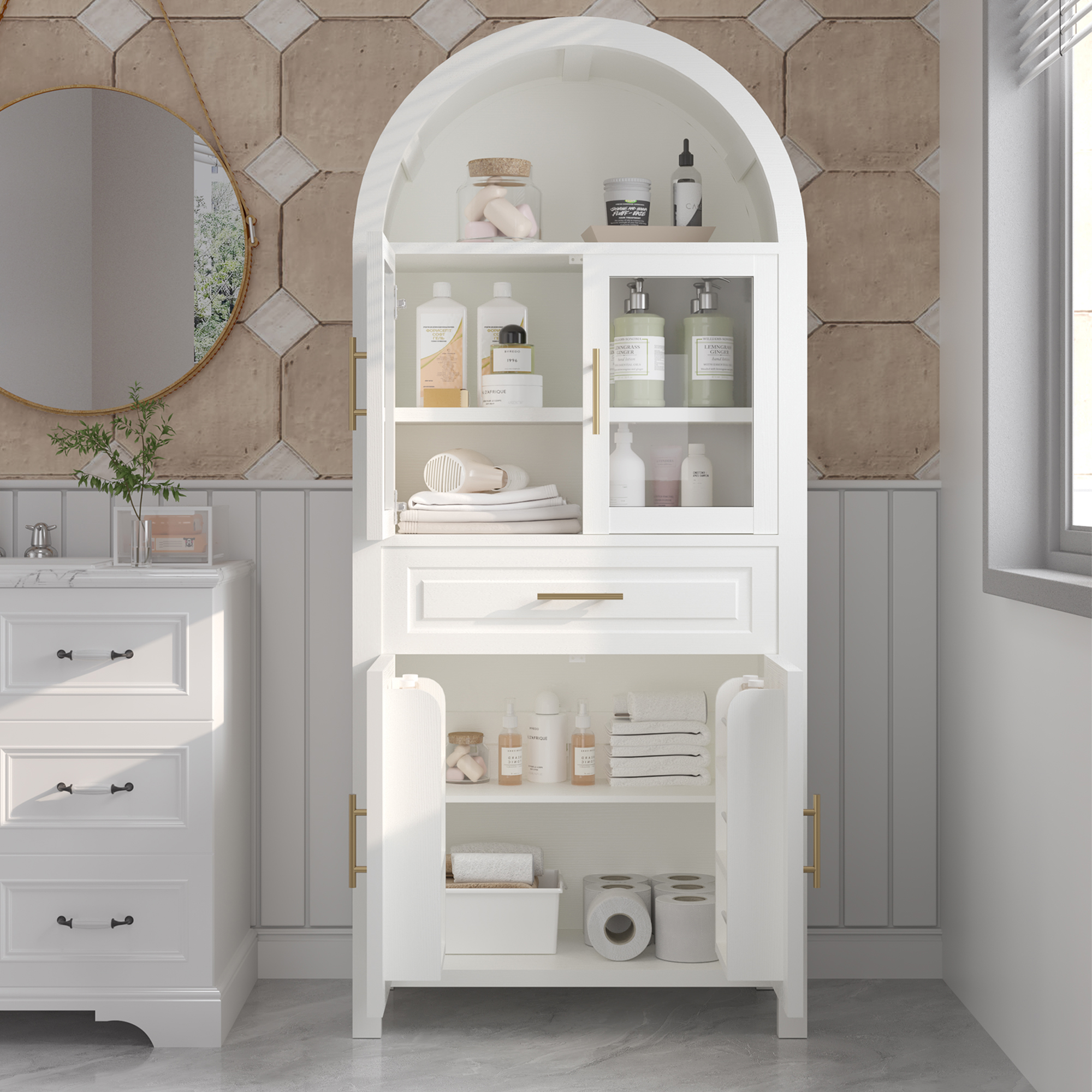 Tall Arched Pantry Cabinet, picture 3 of 4