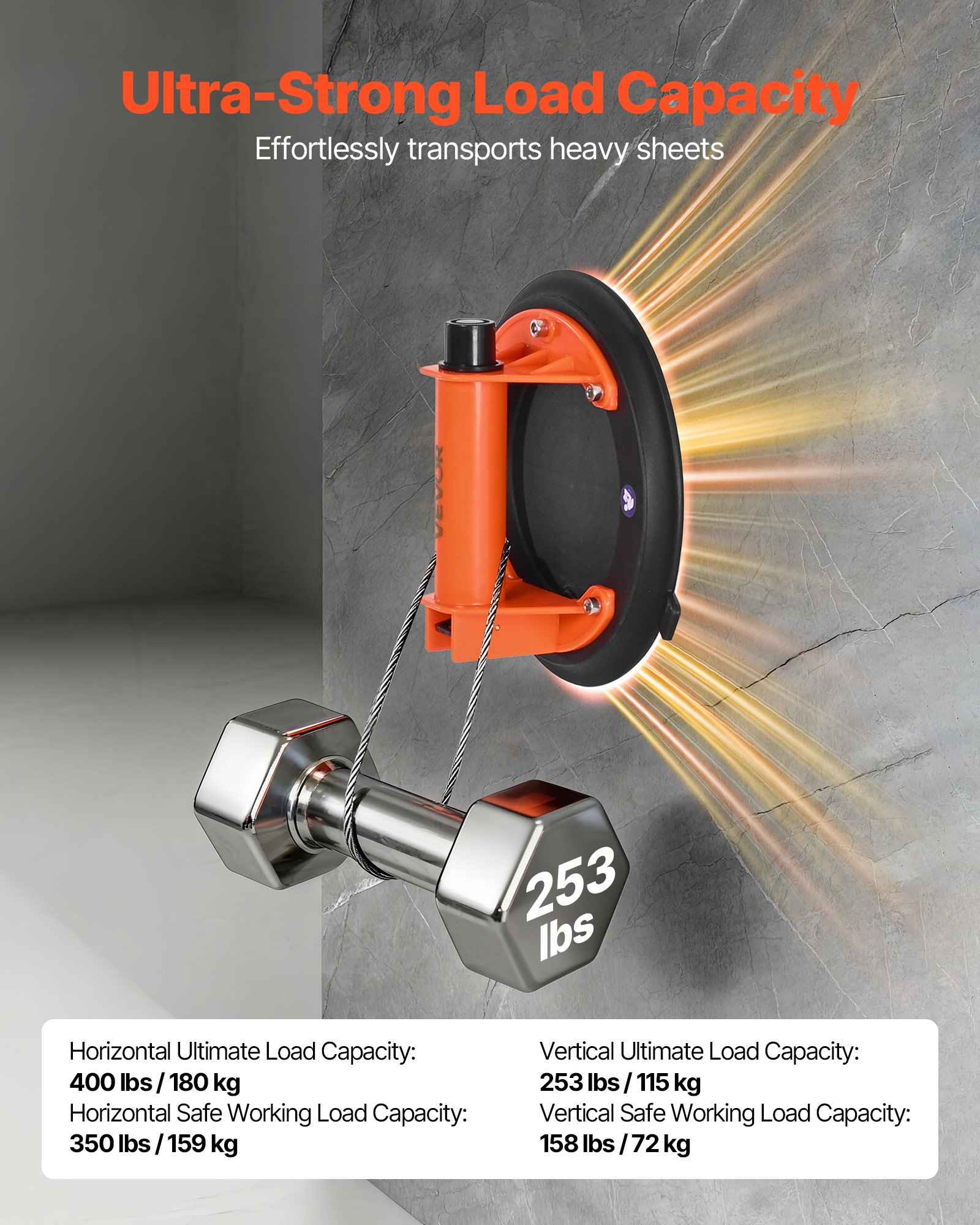 Vacuum Suction Cup, 203 Mm Glass Lifter With ABS Handle, 180 Kg Max Lifting — image 5