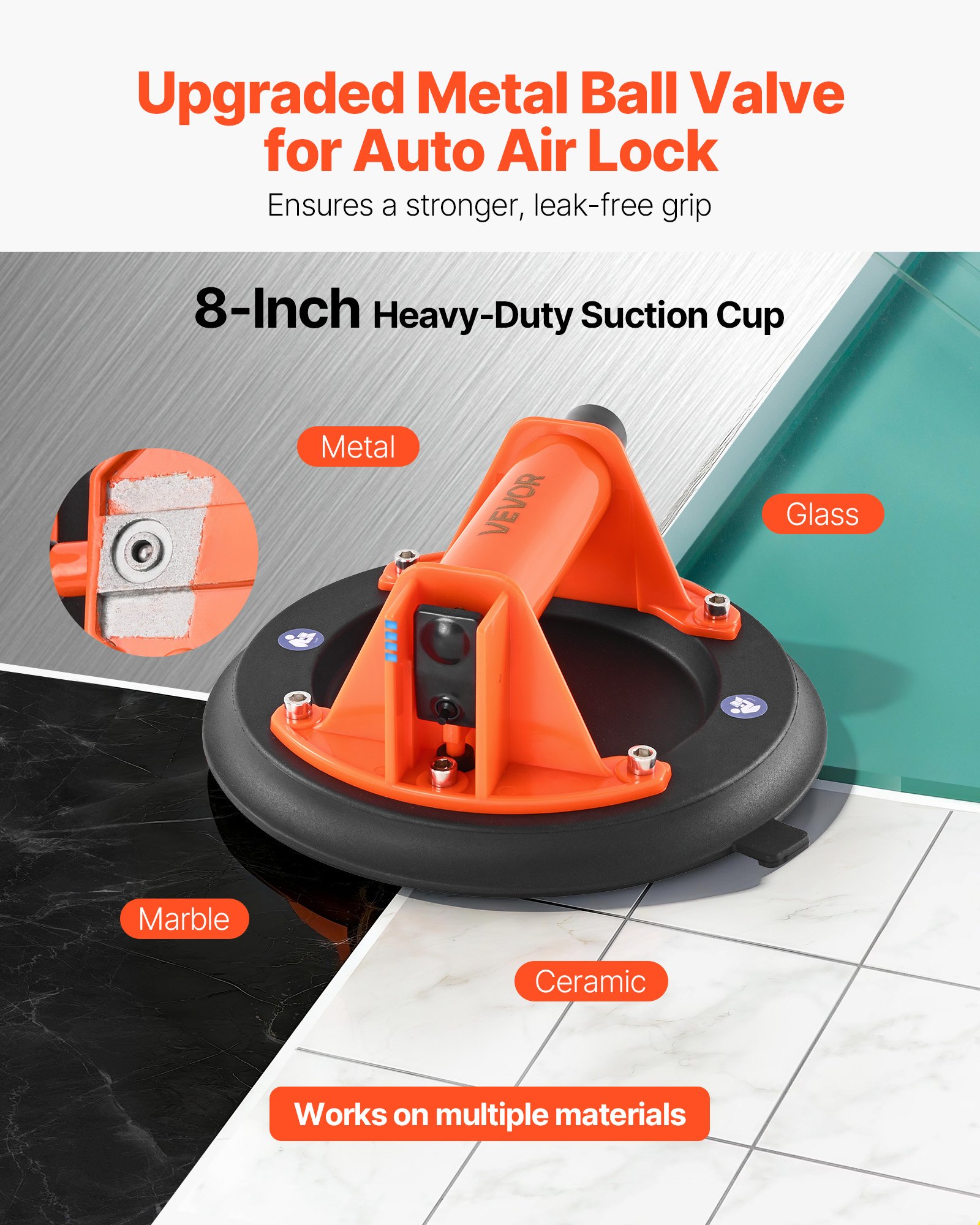 Vacuum Suction Cup, 203 Mm Glass Lifter With ABS Handle, 180 Kg Max Lifting — image 2