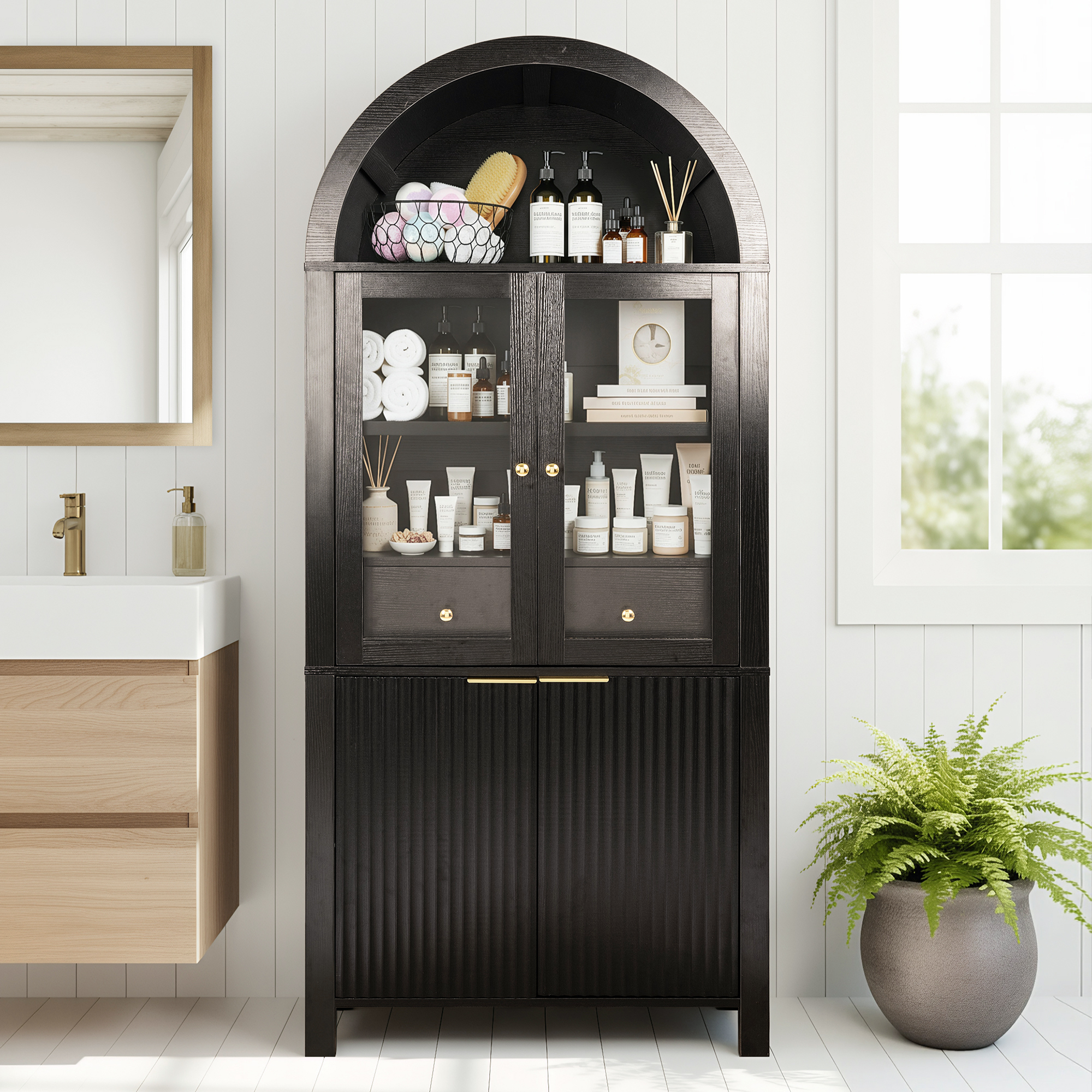 Fluted Arched Pantry Cabinet, picture 3 of 4