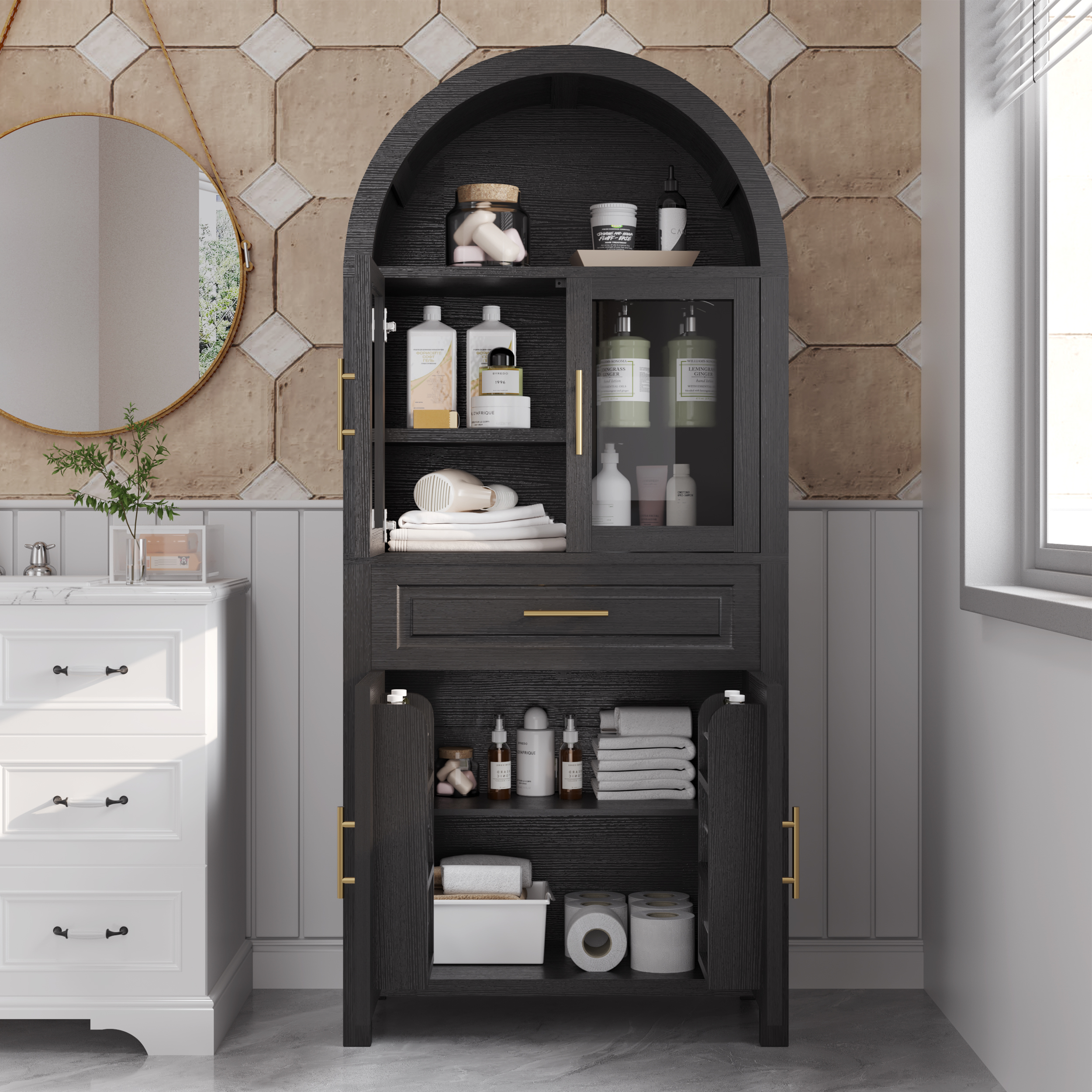 Tall Arched Pantry Cabinet, picture 3 of 4