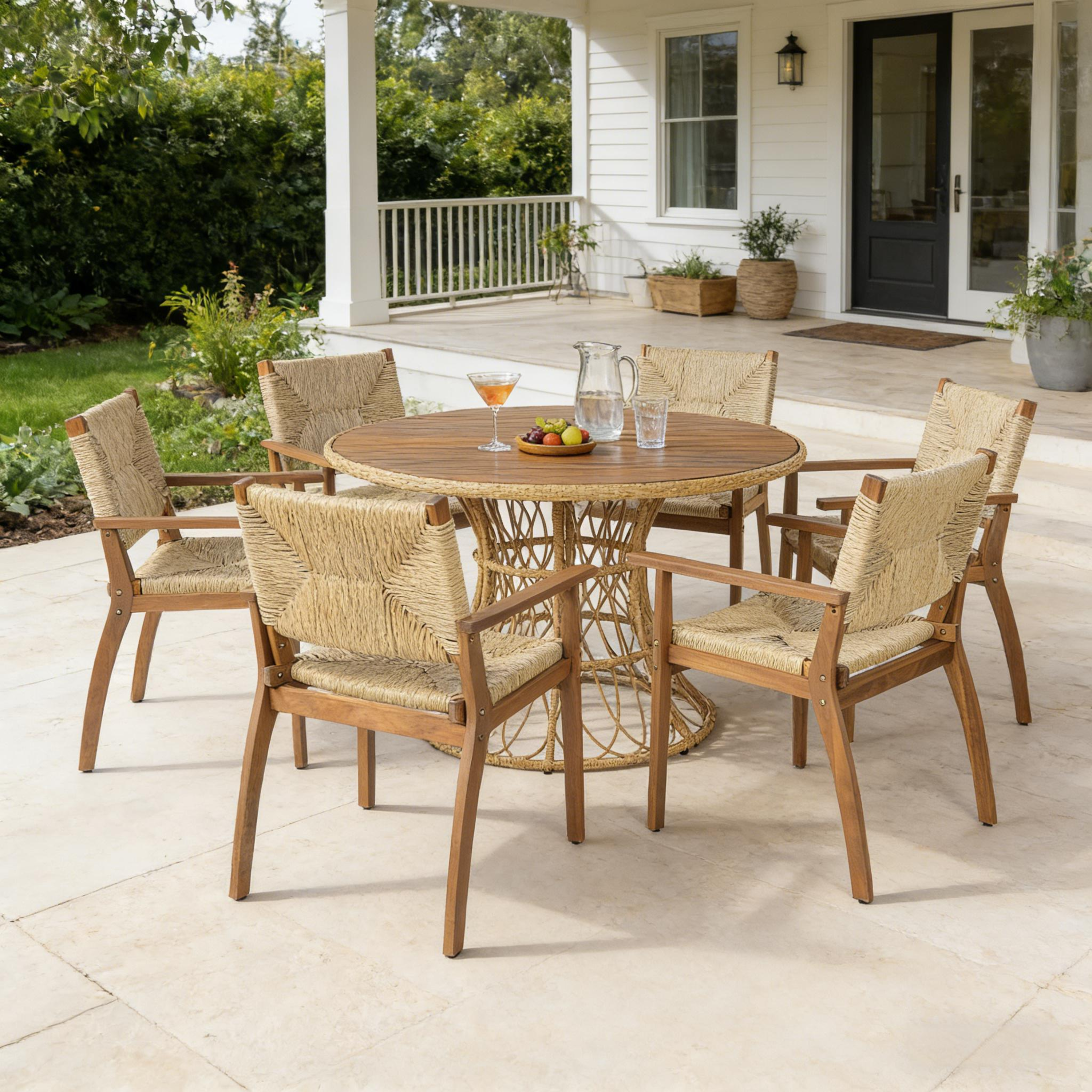 Round Acacia Outdoor Dining Table, picture 3 of 5