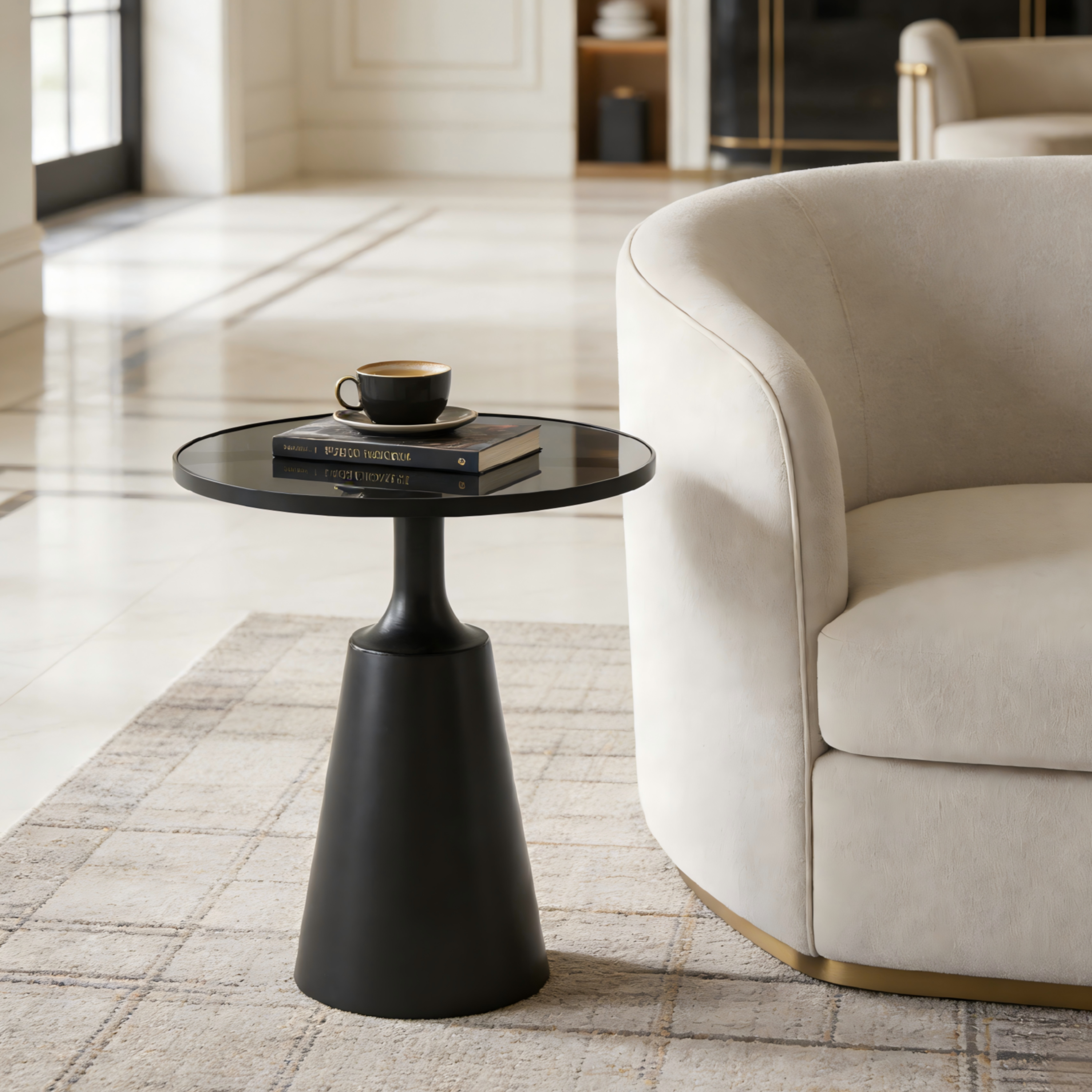 Iron Side Table with Glass Top, picture 3 of 4