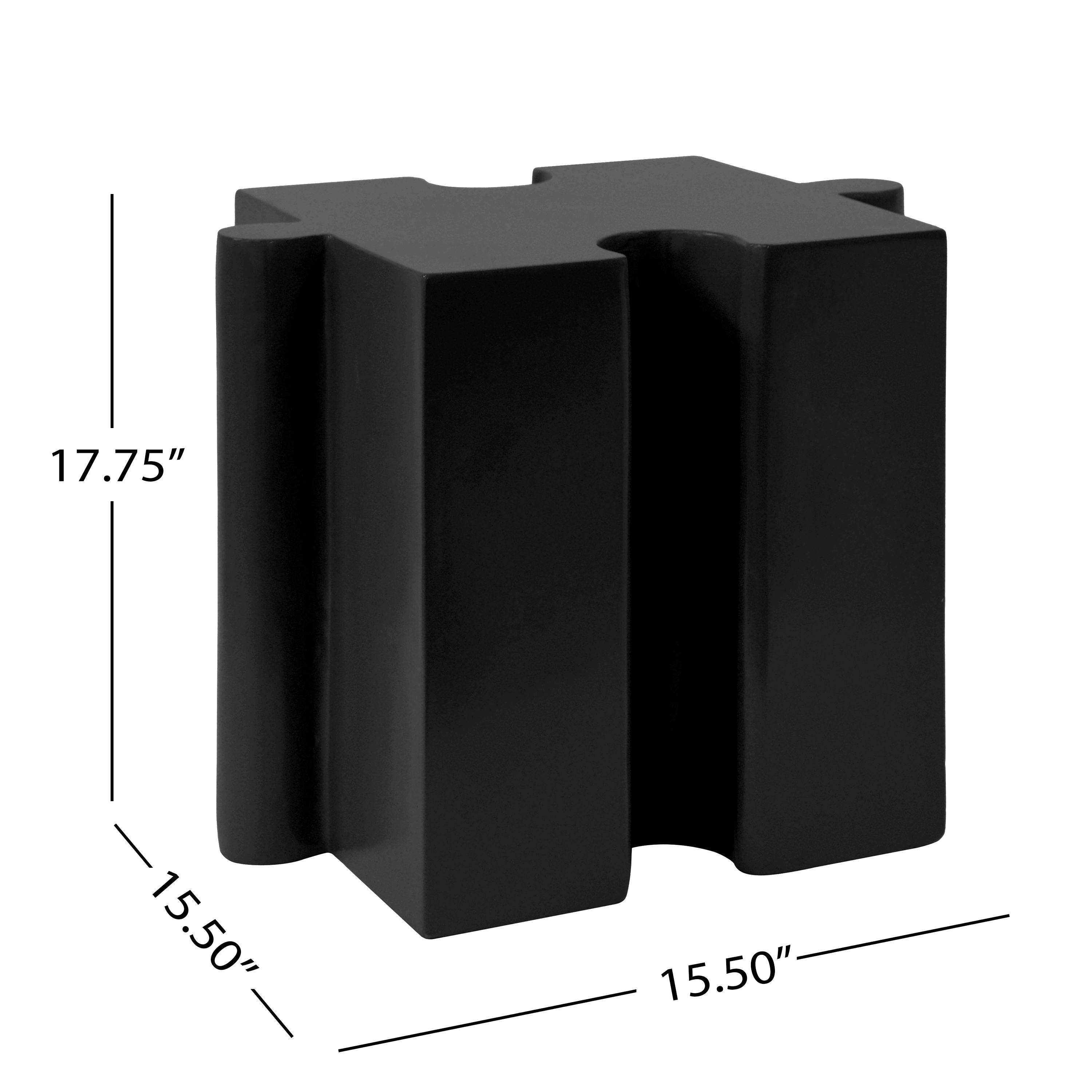 Puzzle Art Side Table, Modular Concave Edge MGO Table - Buy Singles Or Combine For Custom Layouts, Indoor & Outdoor,Black Color_voghion.com