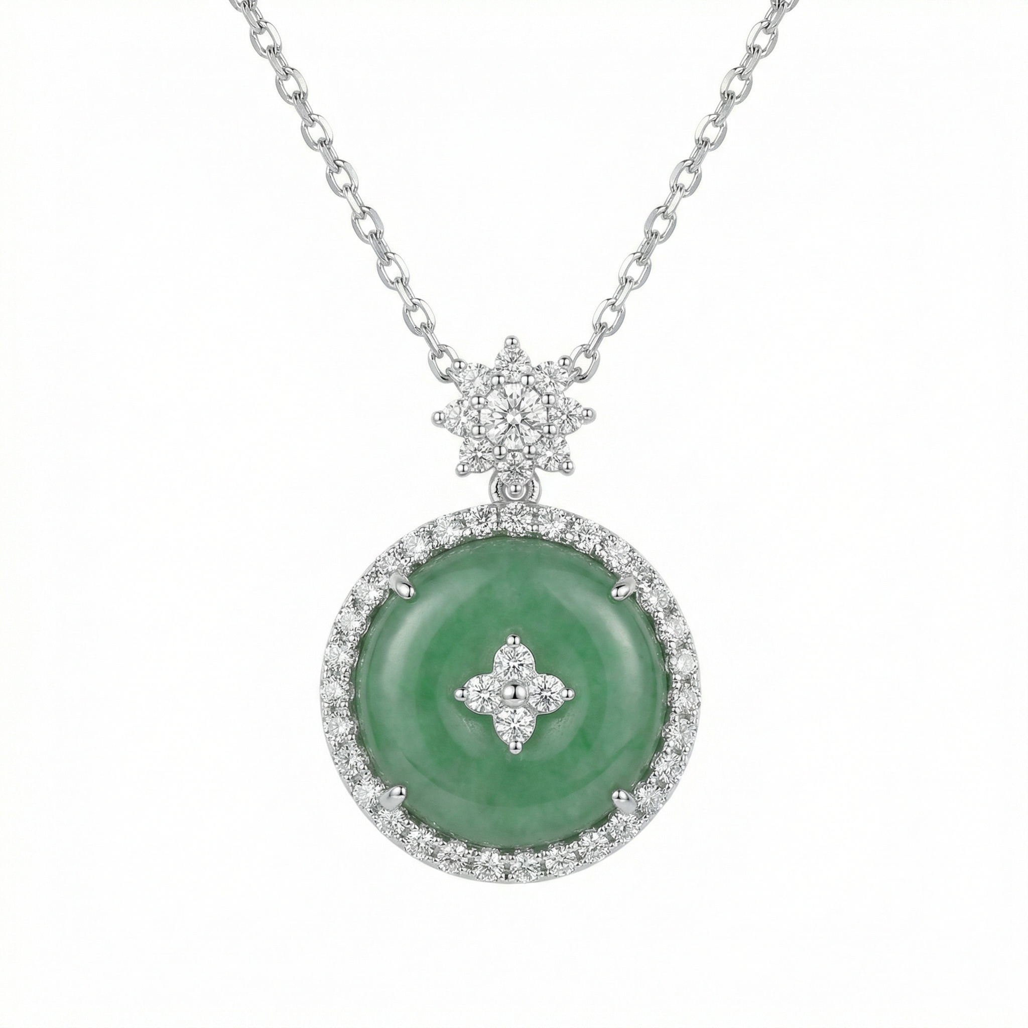Sterling Silver Jadeite Pendant Necklace